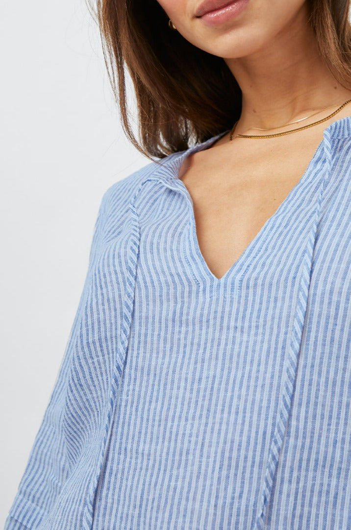 CATERINA SANIBEL STRIPE BLOUSE- FRONT DETAIL