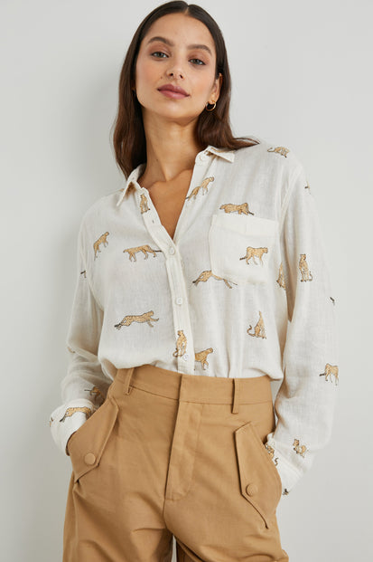 CHARLI SHIRT NATURAL LEOPARD - FRONT TUCKED IN