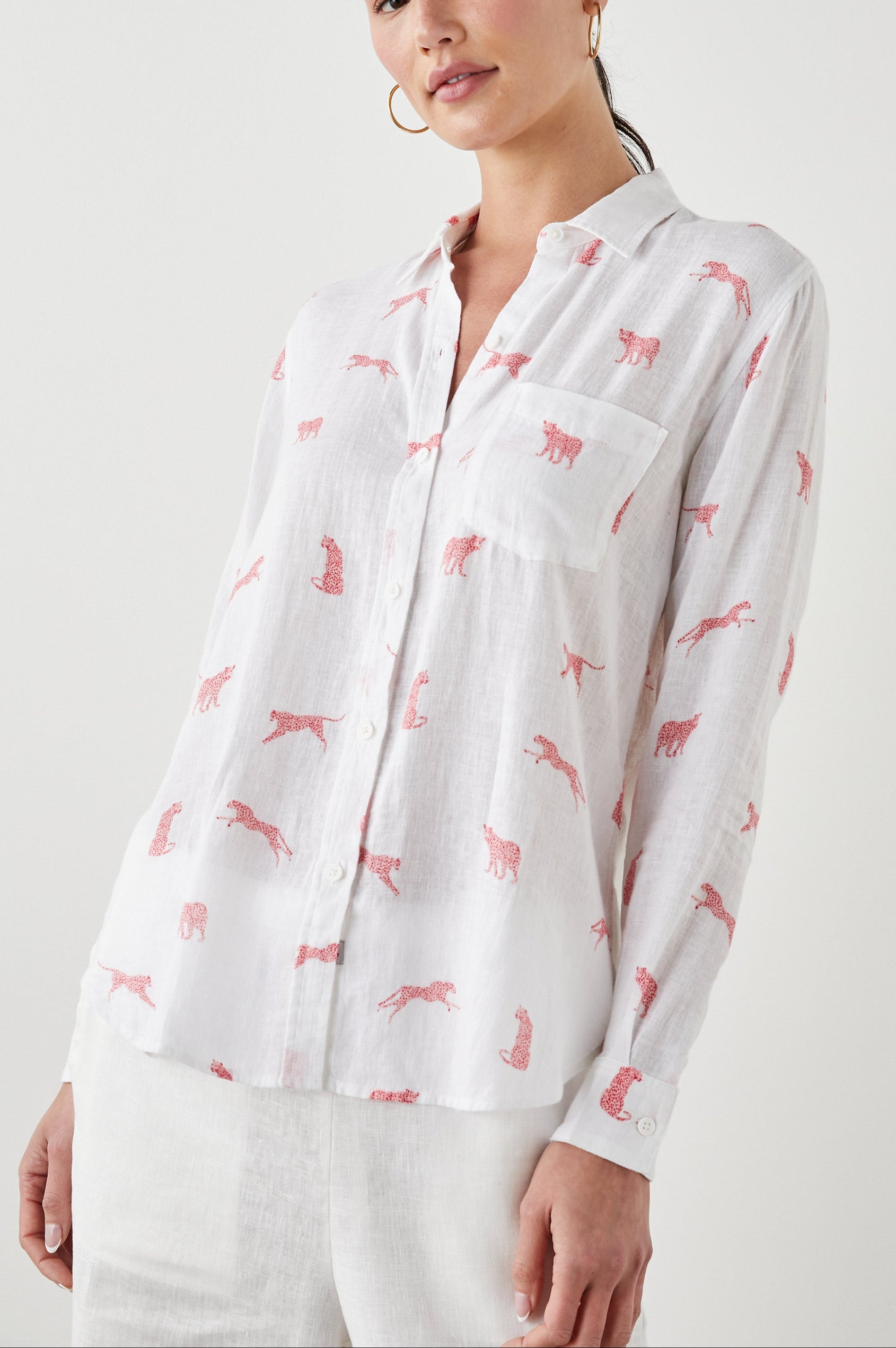 CHARLI SHIRT ROSE LEOPARD - FRONT 