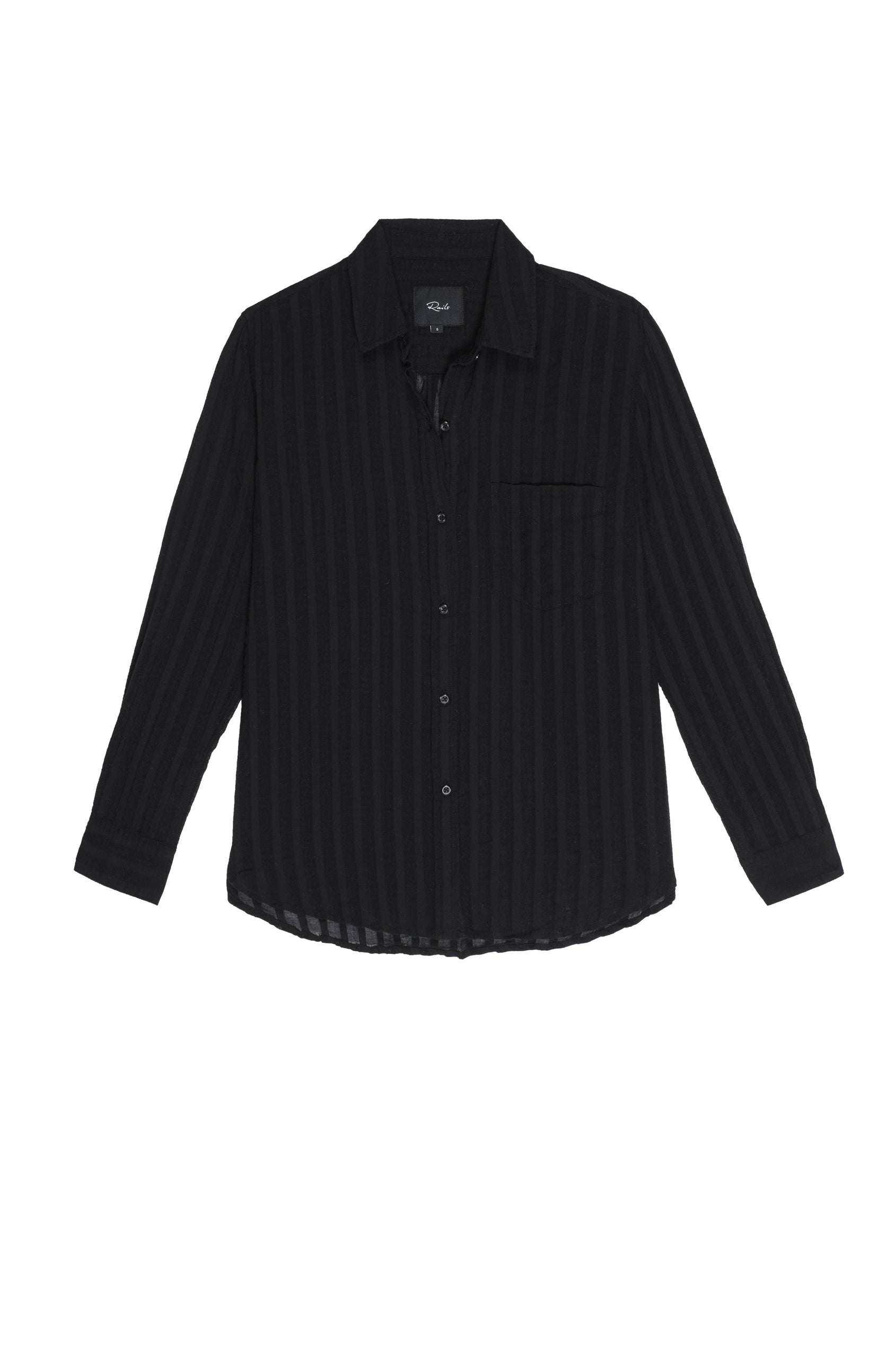 CHARLI BLACK SHADOW STRIPE LONG SLEEVE BUTTON DOWN - FLAT