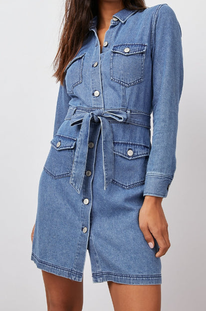 Ciara Sorrento Wash Buttondown Denim Dress - Front 