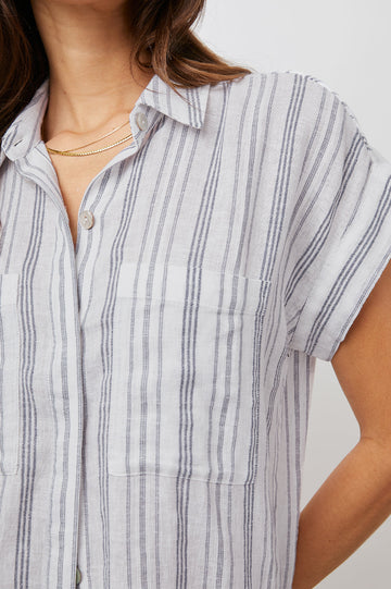 CITO CAPE MAY STRIPE SHORT SLEEVE BUTTON DOWN-DETAIL