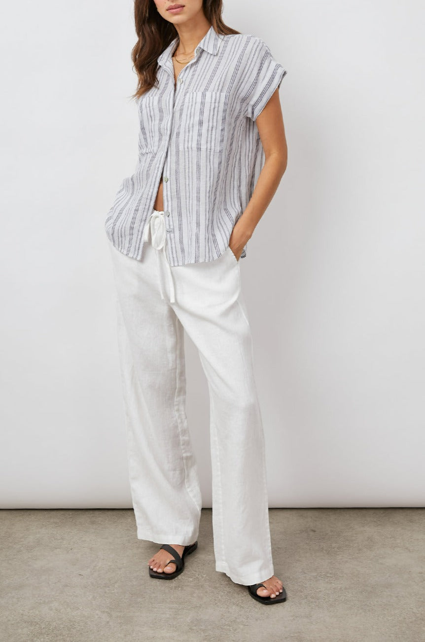 CITO CAPE MAY STRIPE SHORT SLEEVE BUTTON DOWN-FULL FRONT BODY