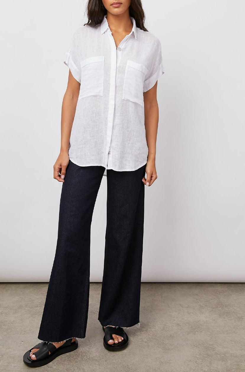 CITO WHITE SHORT SLEEVE BUTTON DOWN -FULL FRONT BODY