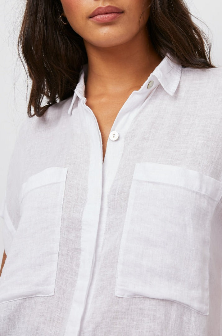 CITO WHITE SHORT SLEEVE BUTTON DOWN -DETAIL