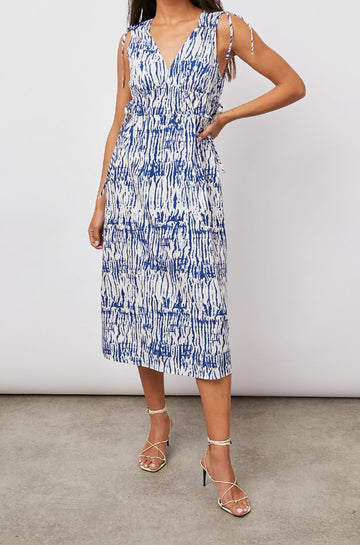 CONSTANTINE COBALT SHIBORI DRESS- FULL FRONT BODY