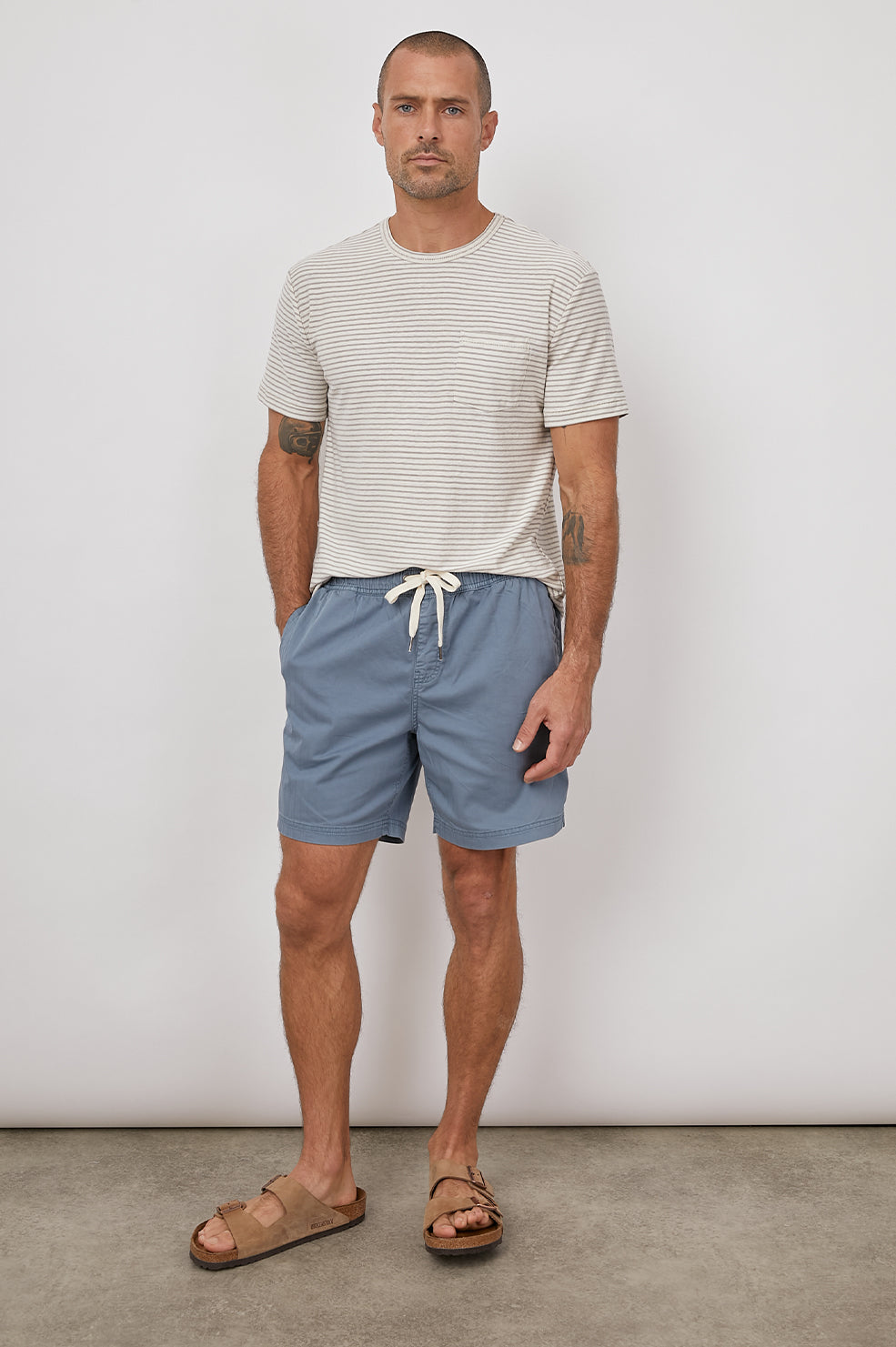 CRUZ COPEN BLUE DRAWSTRING SHORT-FULL FRONT BODY