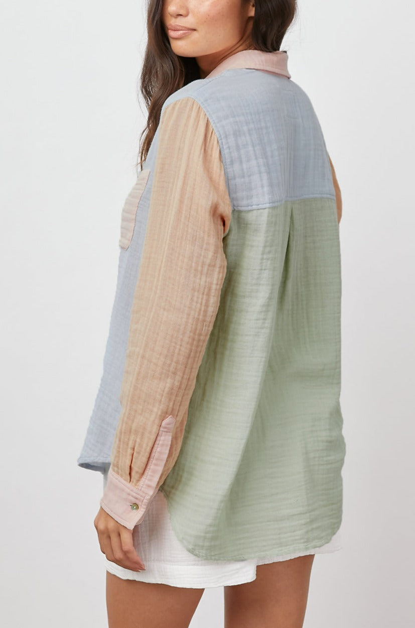 ELLIS BERMUDA COLOR BLOCK LONG SLEEVE BUTTON -SIDE ANGLE