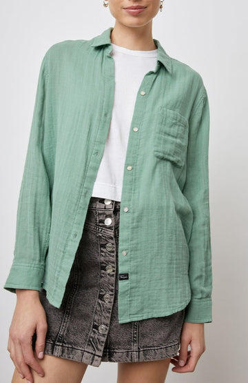 ELLIS GREEN APPLE SHIRT- FRONT UNBUTTONED