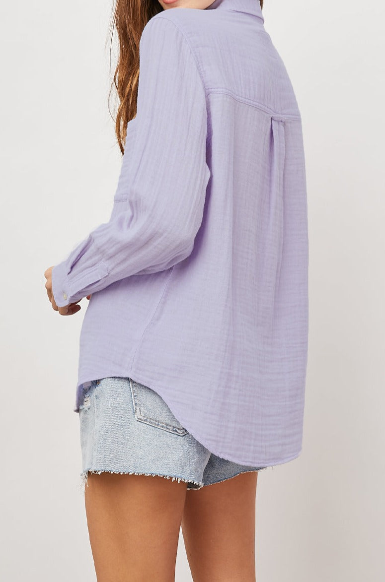 ELLIS VIOLET LONG SLEEVE BUTTON DOWN-BACK ANGLE