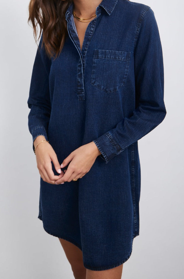 ELVA DARK VINTAGE DRESS-FRONT IN MOTION