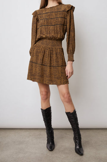 FAREN SEPIA PYTHON DRESS- FULL FRONT BODY