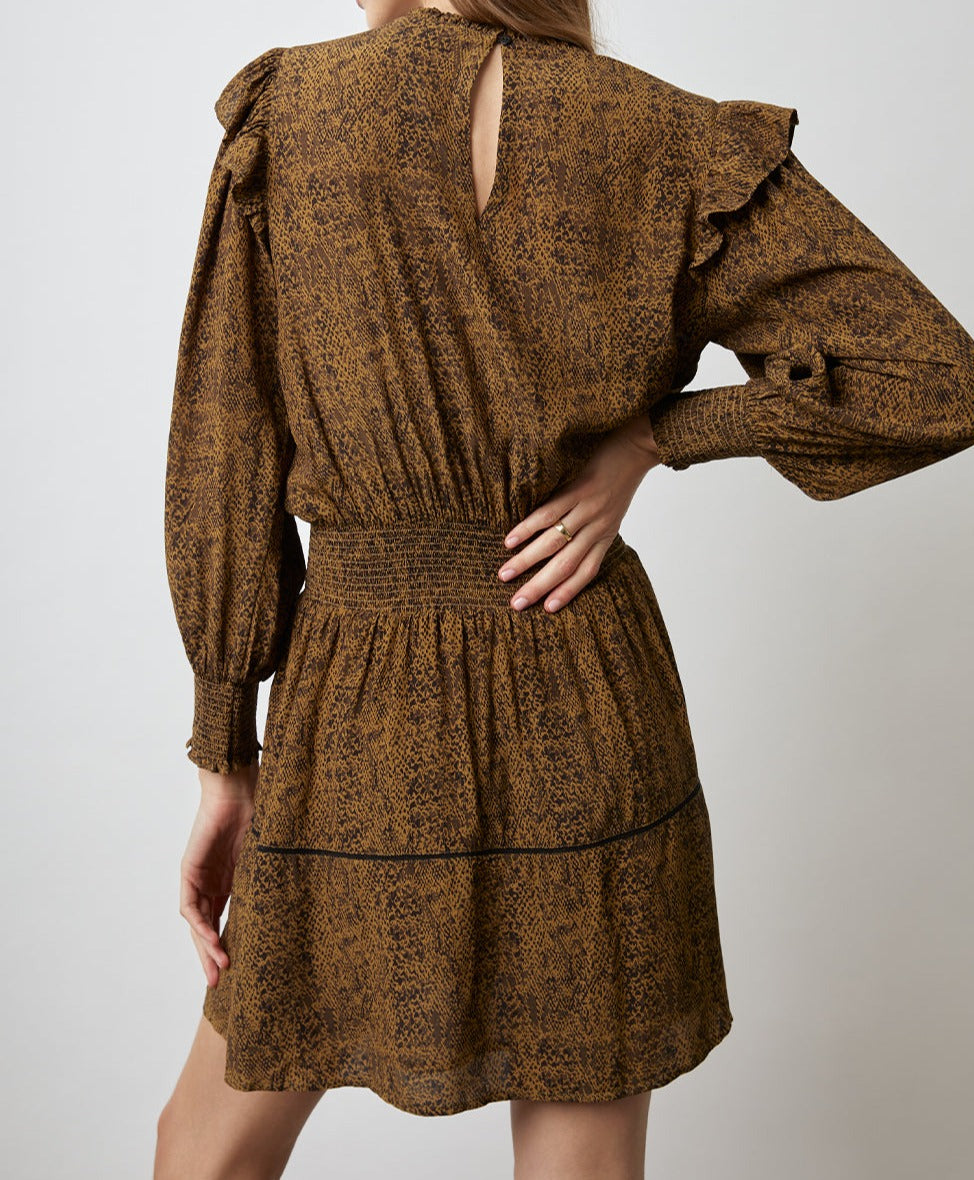 FAREN SEPIA PYTHON DRESS-BACK
