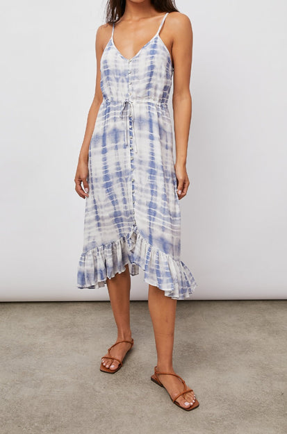 FRIDA INDIGO TIE DYE DRESS-FRONT FULL BODY