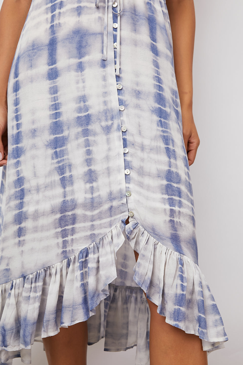 FRIDA INDIGO TIE DYE DRESS-HEM DETAIL