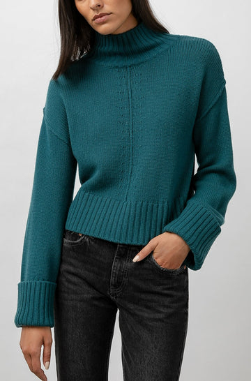 Halle Evergreen Mock Sweater- front