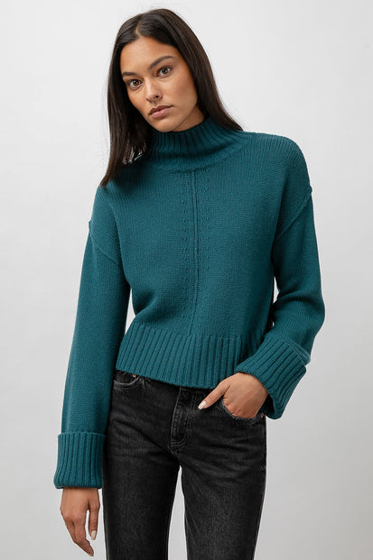 Halle Evergreen Mock Sweater- front