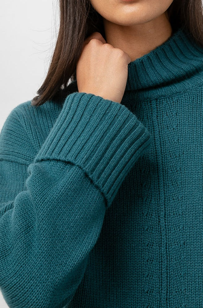 Halle Evergreen Mock Sweater- detail