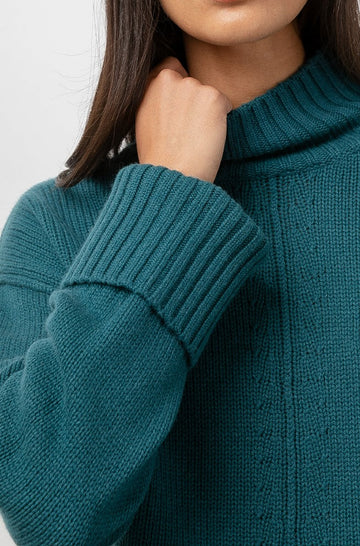 Halle Evergreen Mock Sweater- detail