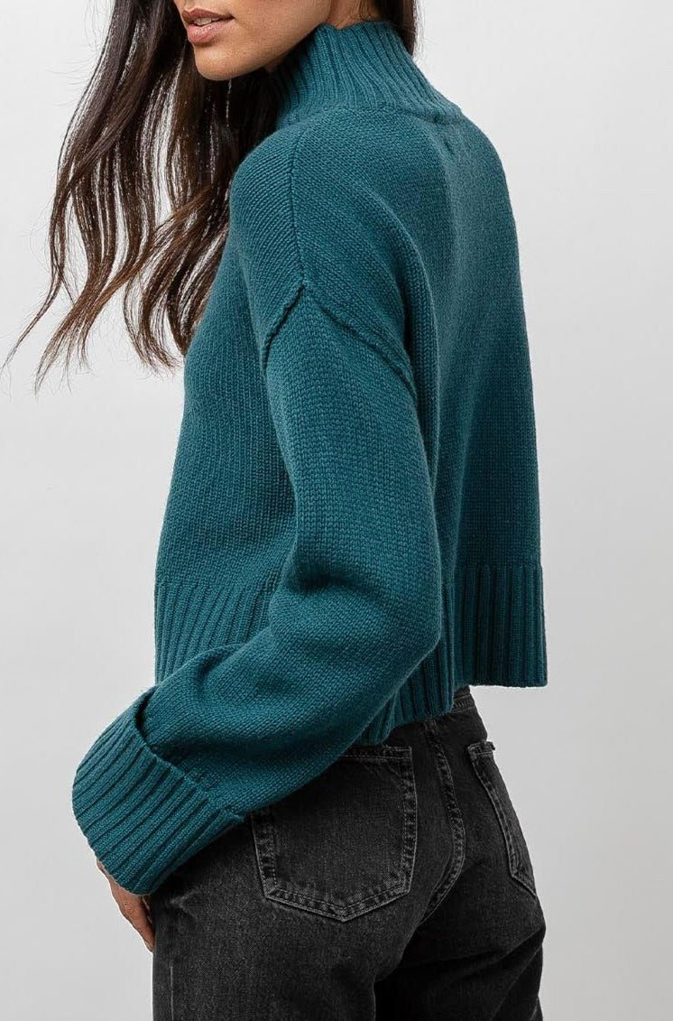 Halle Evergreen Mock Sweater- side angle
