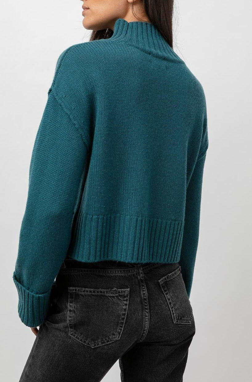 Halle Evergreen Mock Sweater- back