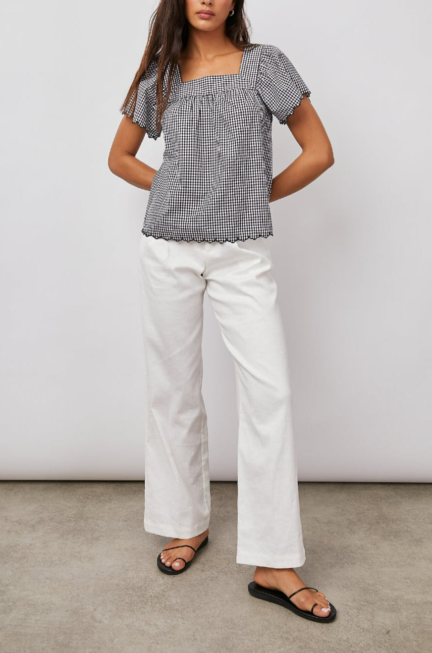 HARLEY BLACK MINI GINGHAM BLOUSE-FULL FRONT BODY