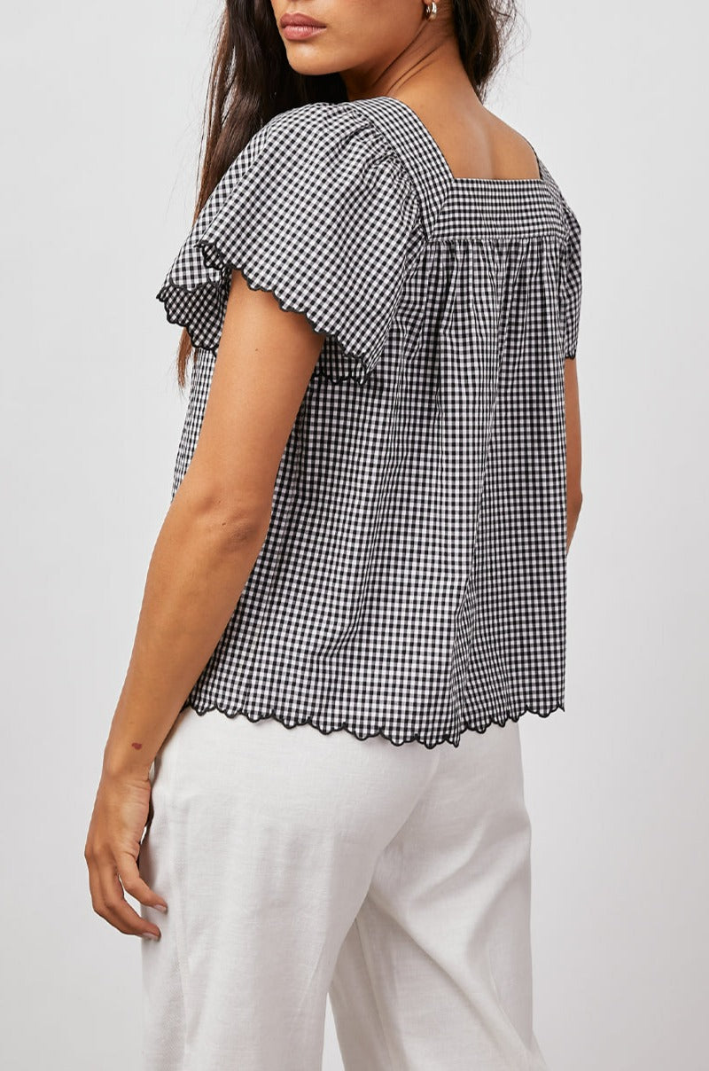 HARLEY BLACK MINI GINGHAM BLOUSE-BACK