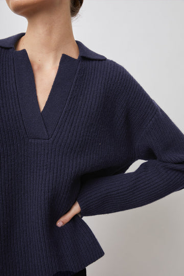 HARRIS NAVY SWEATER- DETAIL