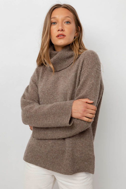 Imogen Hazelnut Turtleneck Sweater - front arms-crossed