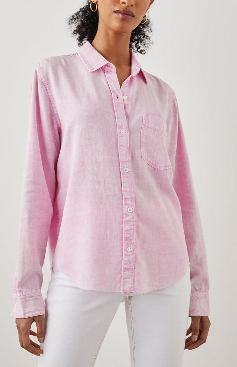 INGRID SHIRT RAW COTTON CANDY - FRONT UNTUCKED