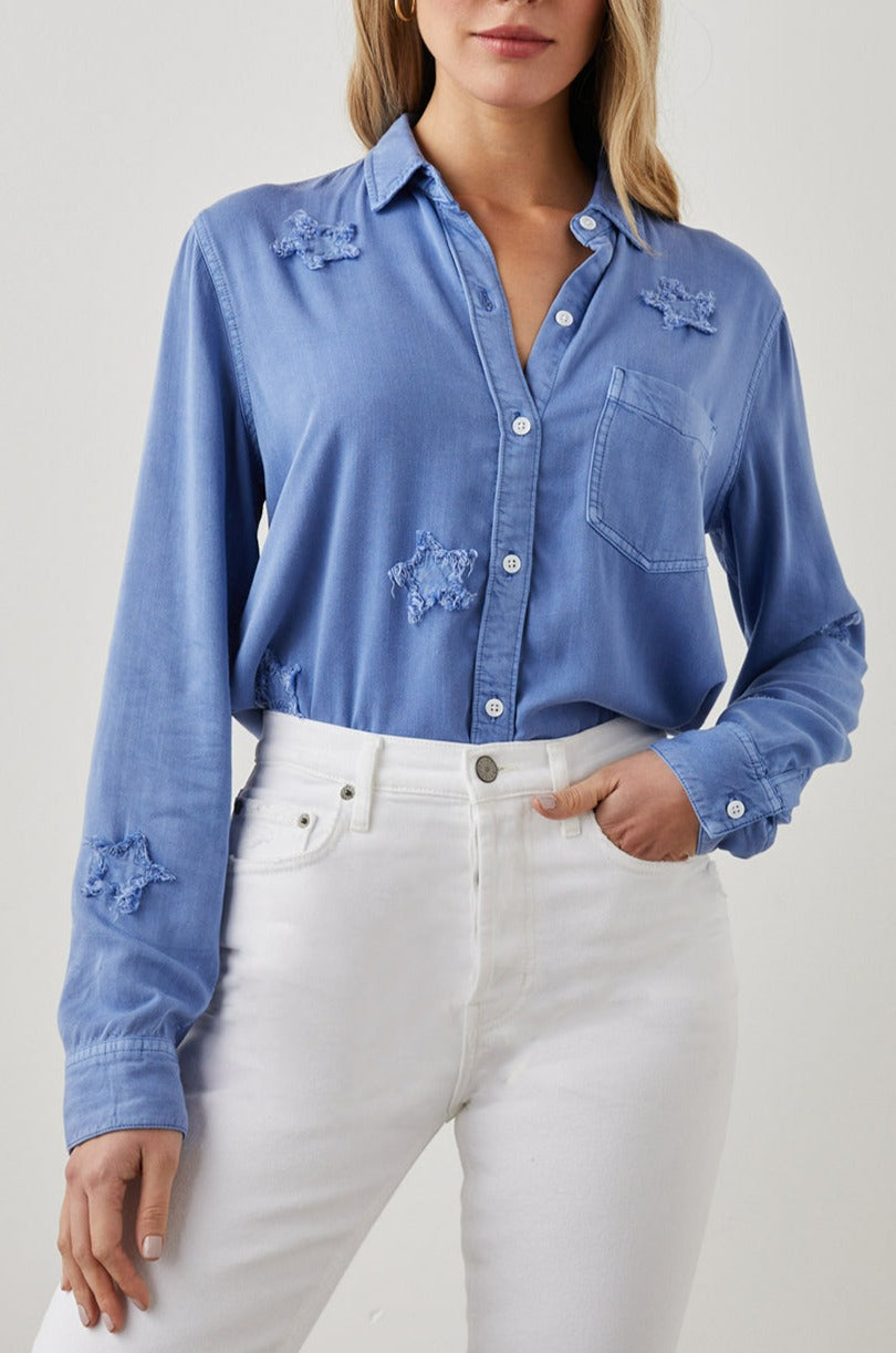 INGRID SHIRT RAW FRENCH MILITARY STARS - FRONT TUCKED IN