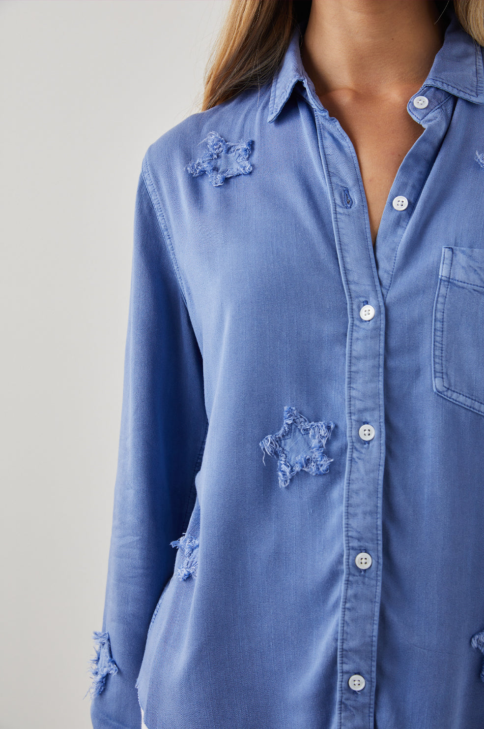 INGRID SHIRT RAW FRENCH MILITARY STARS - DETAIL