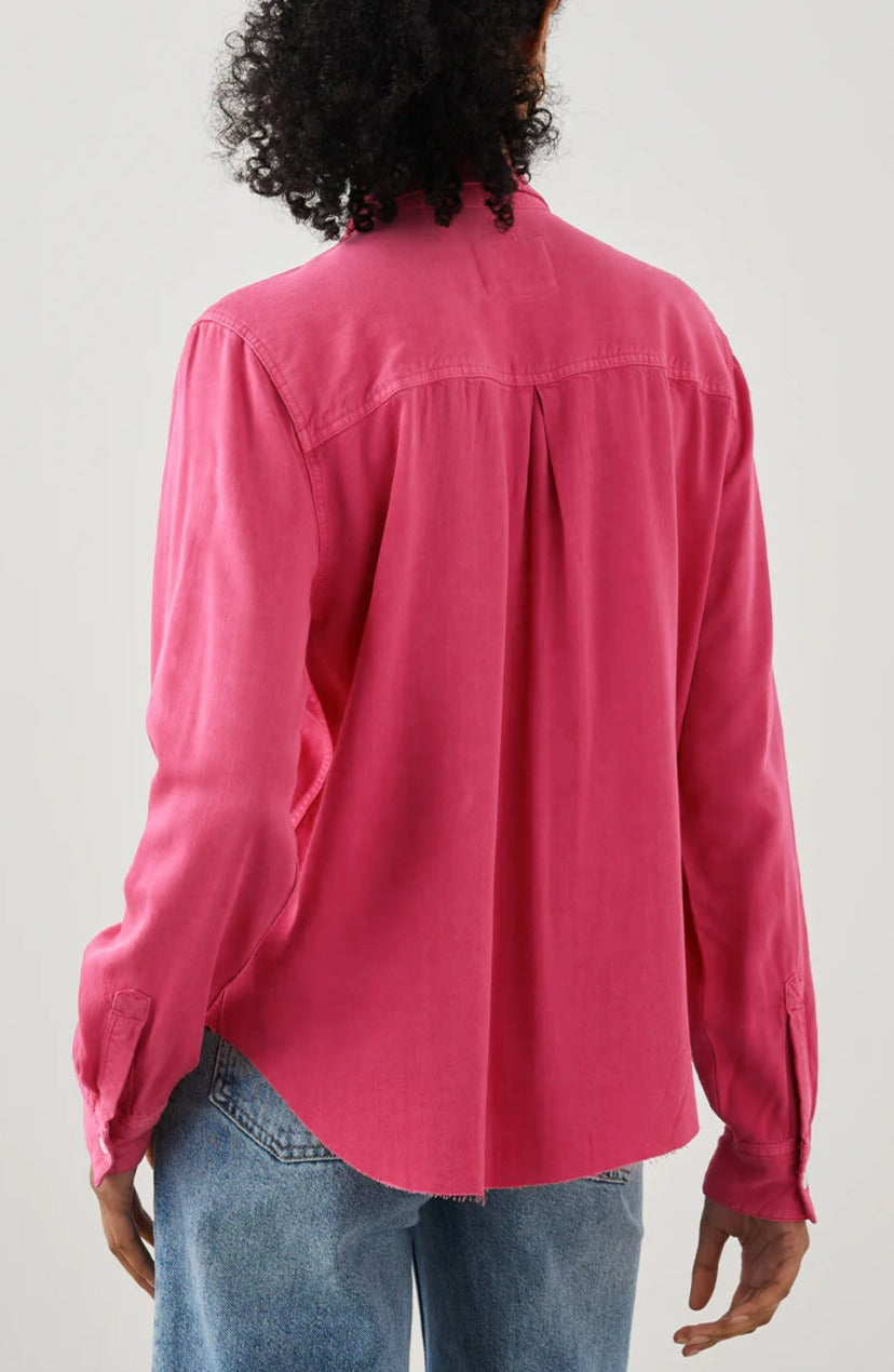 INGRID HIBISCUS RAW HEM SHIRT - BACK