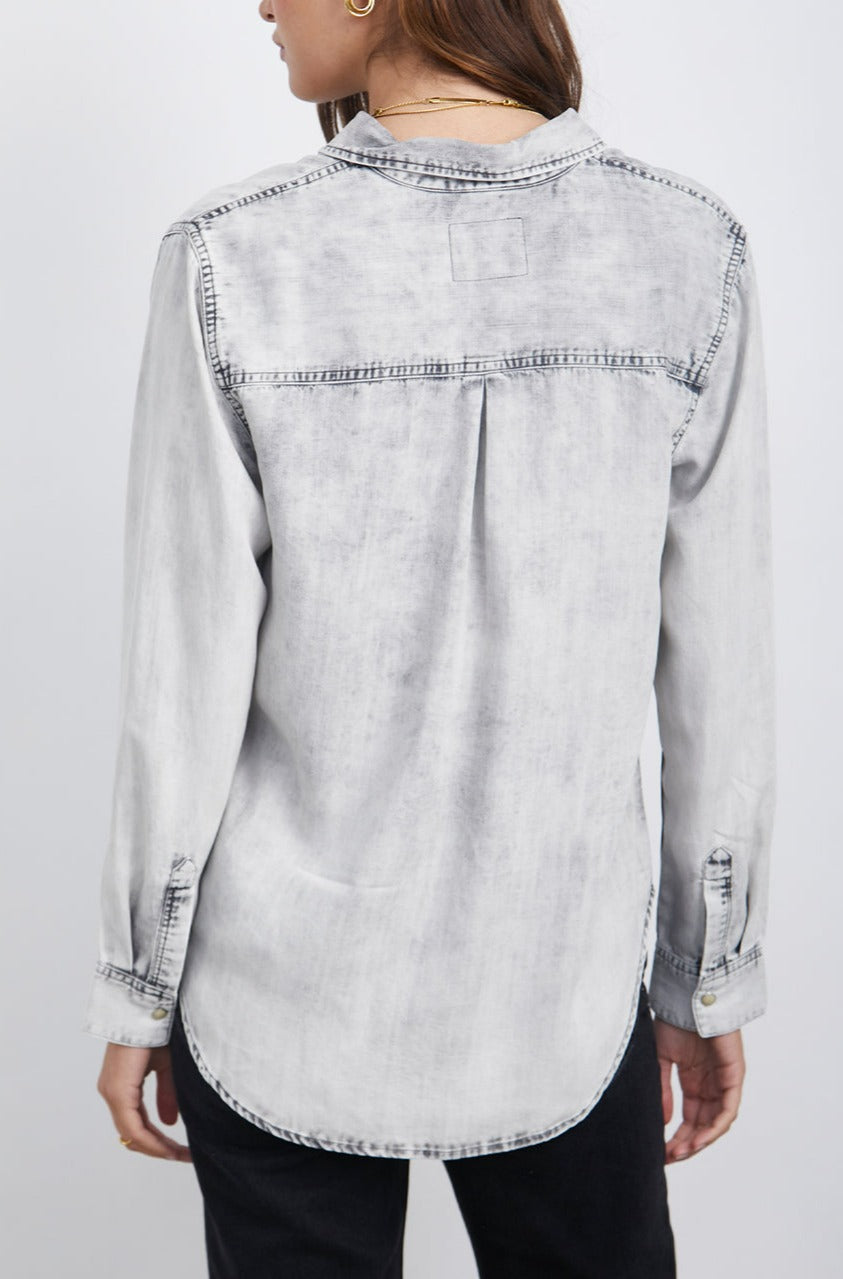 INGRID CHARCOAL CLOUD WASH BUTTON DOWN SHIRT-BACK