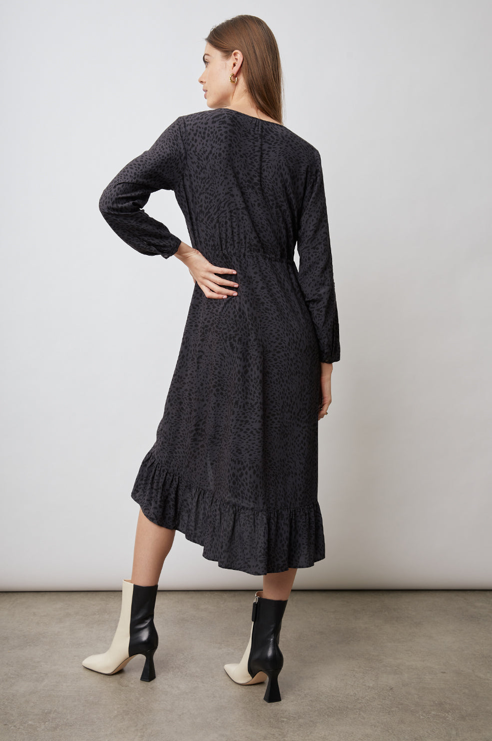 JADE SPOTTED SLATE DRESS- BACK