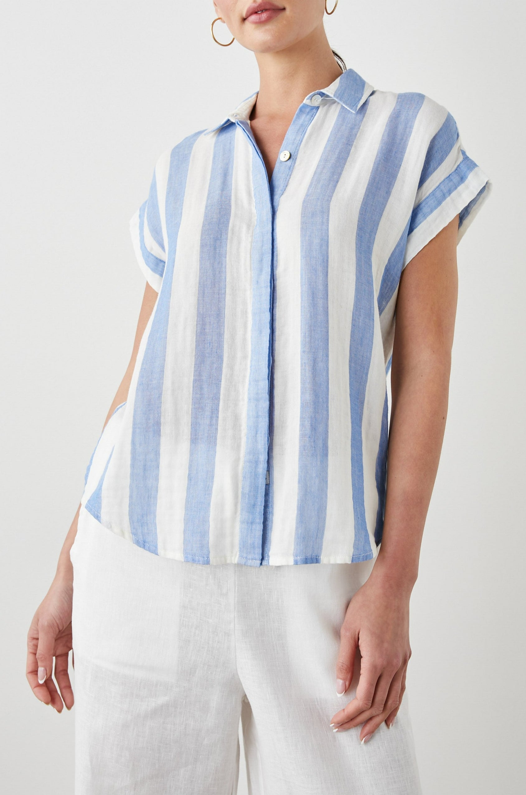 JAMIE SHIRT FERMO STRIPE - FRONT UNTUCKED