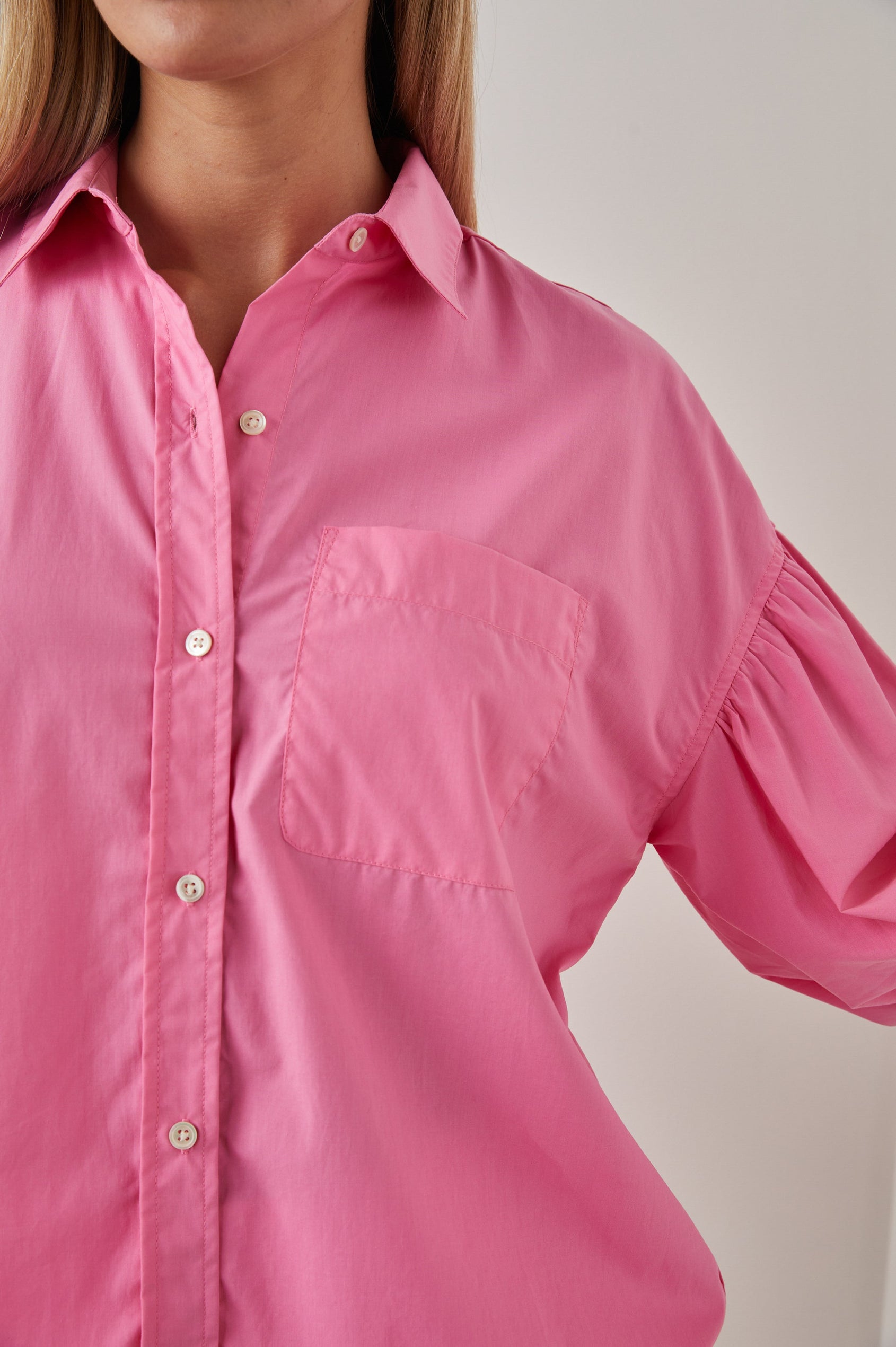 JANAE SHIRT HOT PINK - POCKET DETAILS