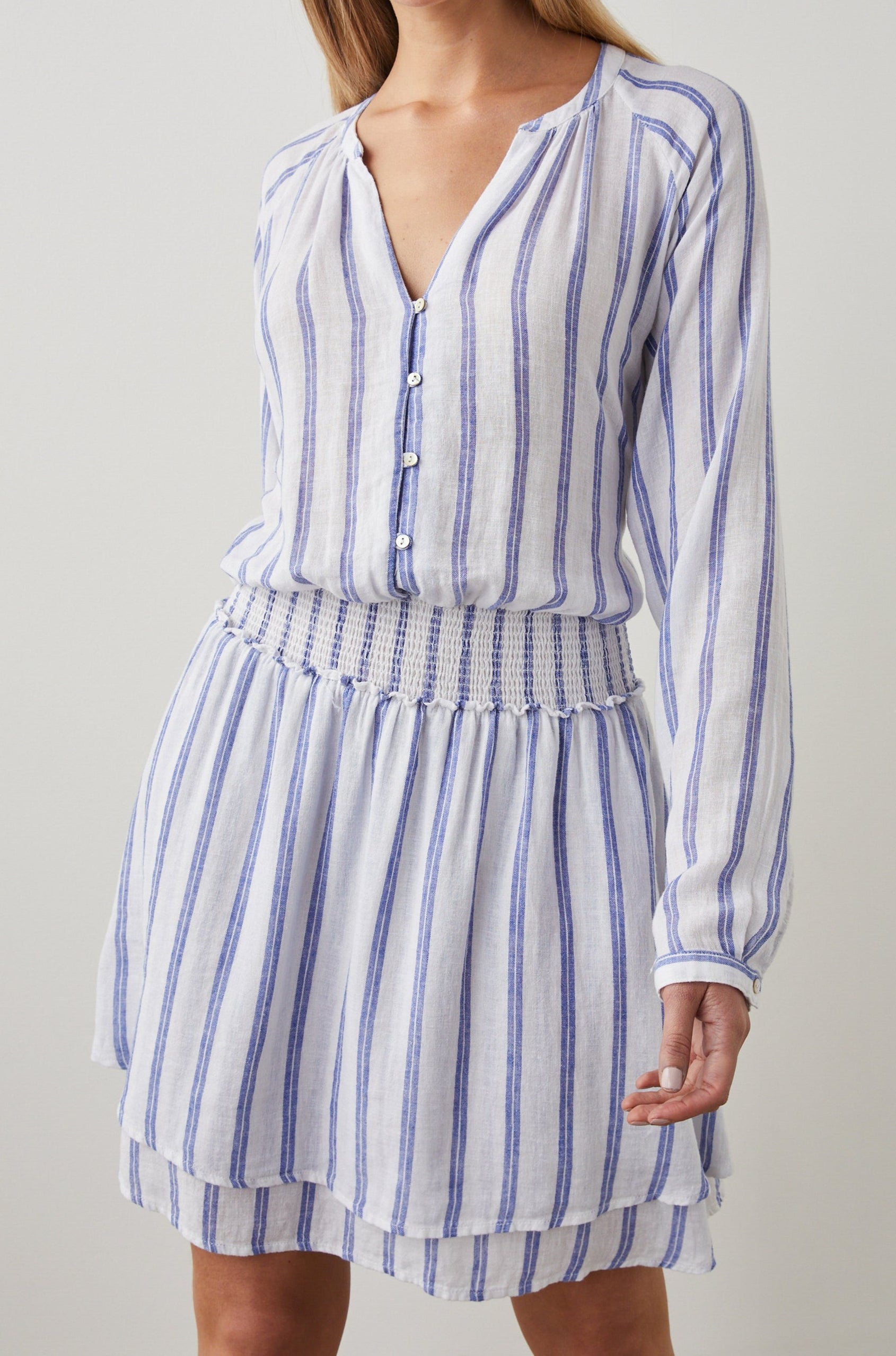 JASMINE DRESS VILLA STRIPE - FRONT MODEL 2