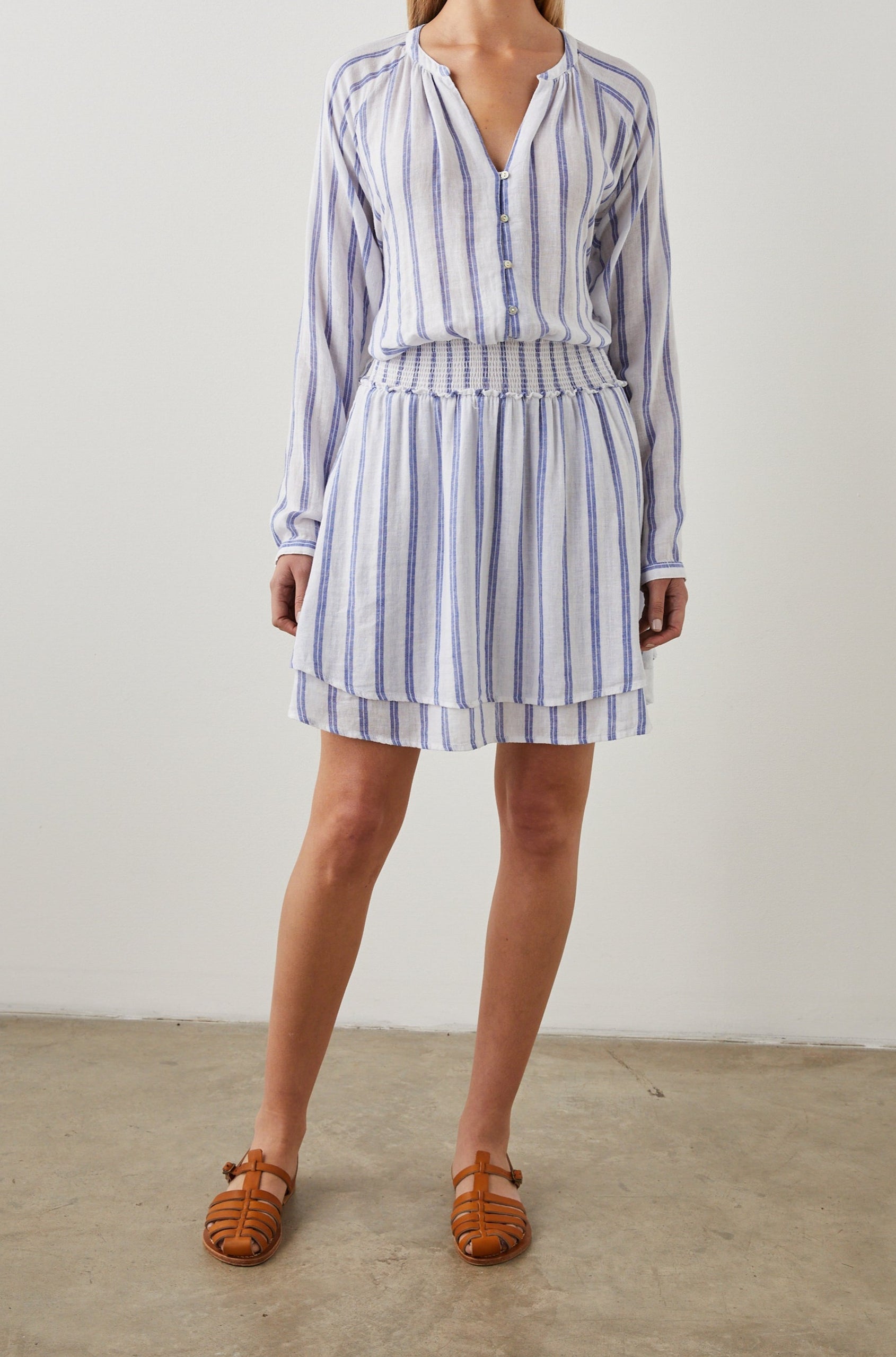 JASMINE DRESS VILLA STRIPE - FRONT FULLBODY MODEL 2