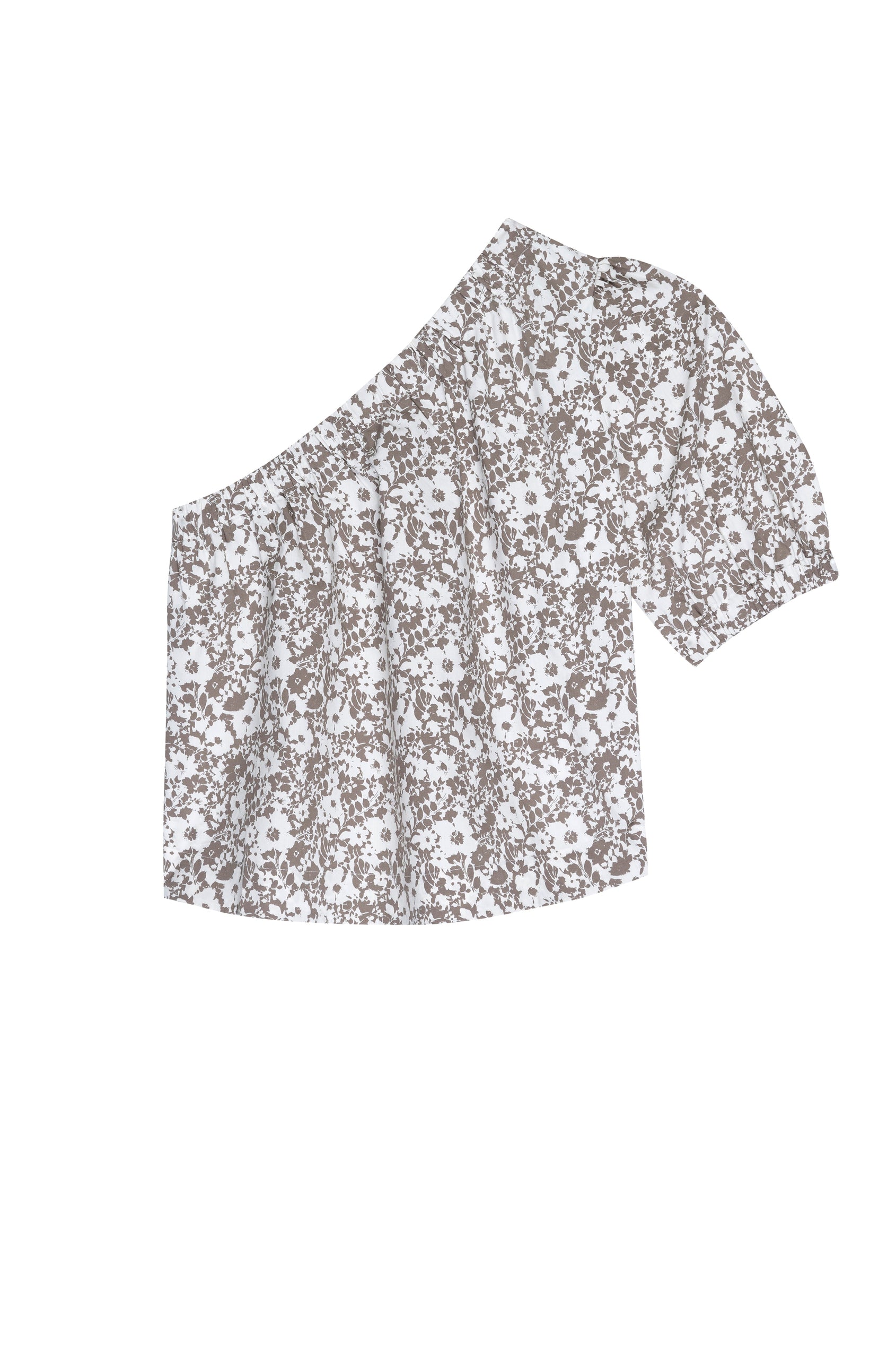 JAYLA CAFE FLORAL ONE SHOULDER BLOUSE--FLAT