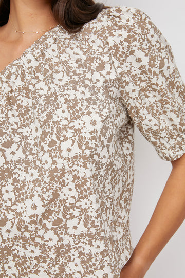 JAYLA CAFE FLORAL ONE SHOULDER BLOUSE--DETAIL