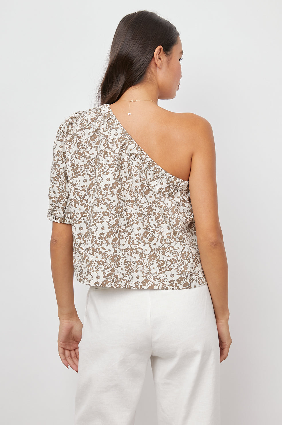 JAYLA CAFE FLORAL ONE SHOULDER BLOUSE-BACK