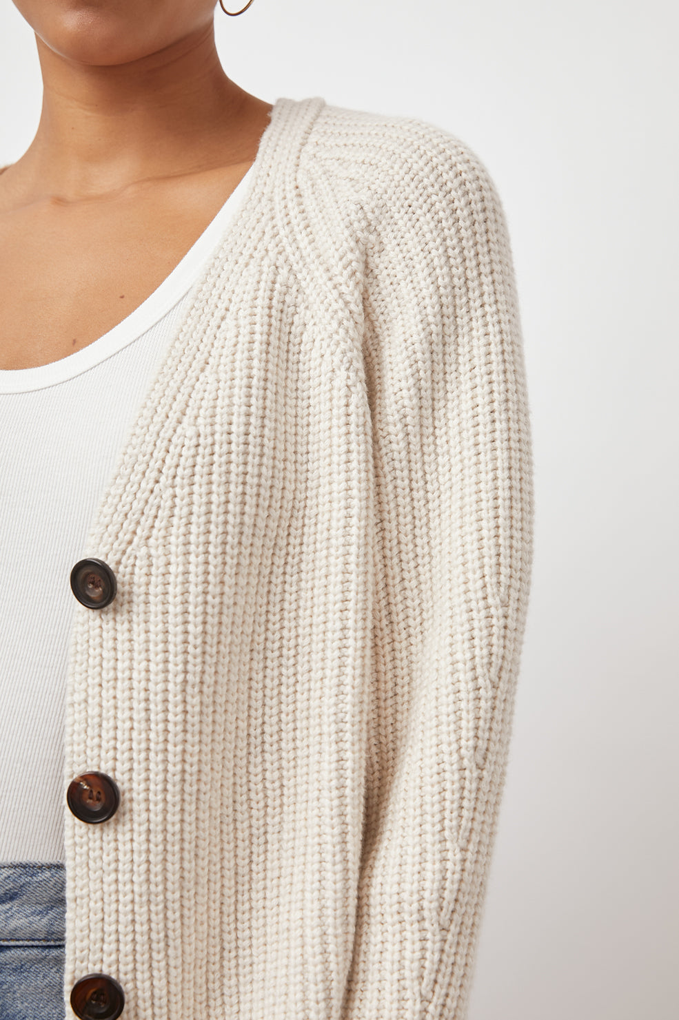Josie Heather Taupe Cardigan - detail
