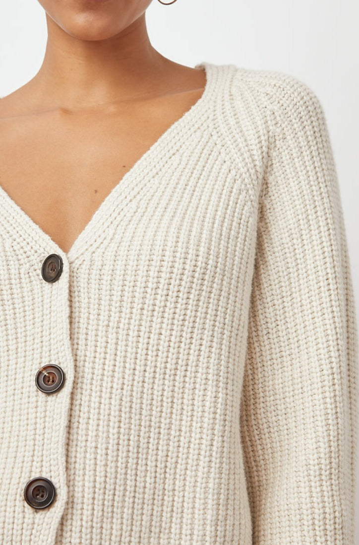 Josie Heather Taupe Cardigan - front 