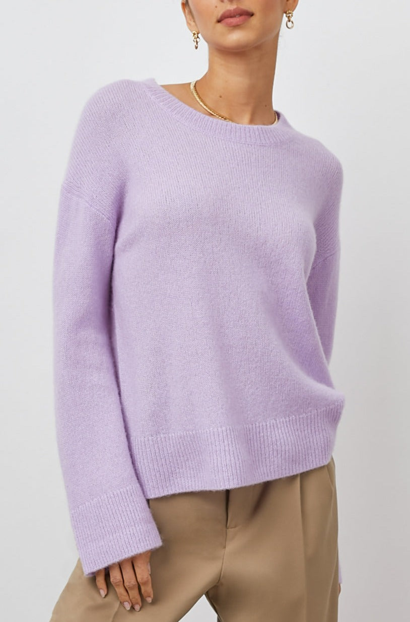 JUNO LAVENDER SWEATER- FRONT UNTUCKED