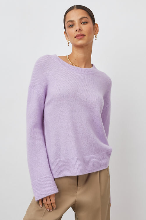 JUNO LAVENDER SWEATER- FRONT UNTUCKED