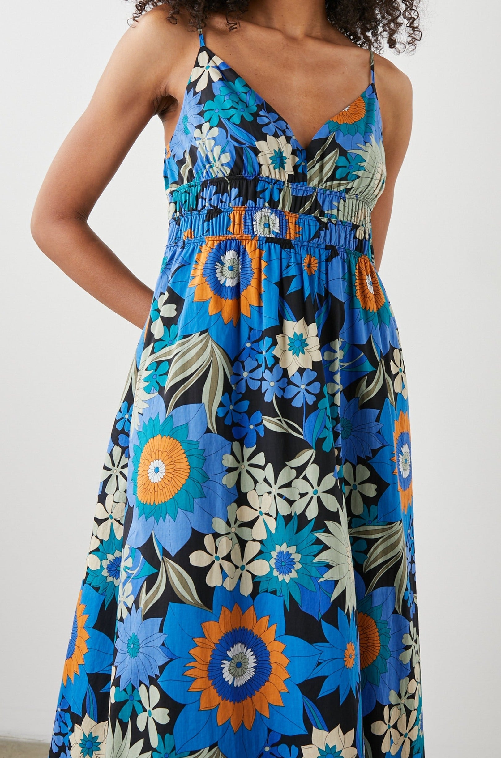 JUSTINE DRESS AZUL WILD FLOWER - FRONT