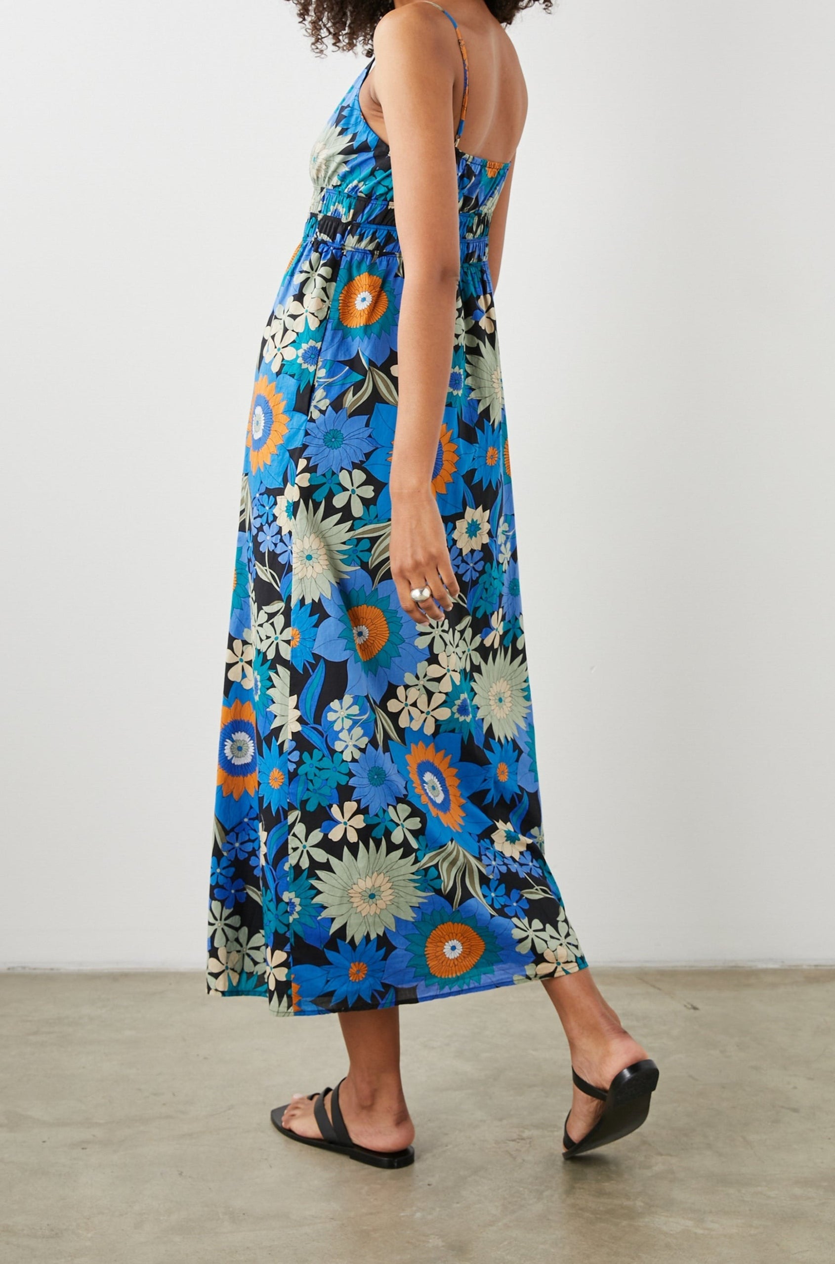 JUSTINE DRESS AZUL WILD FLOWER - BACK ANGLE