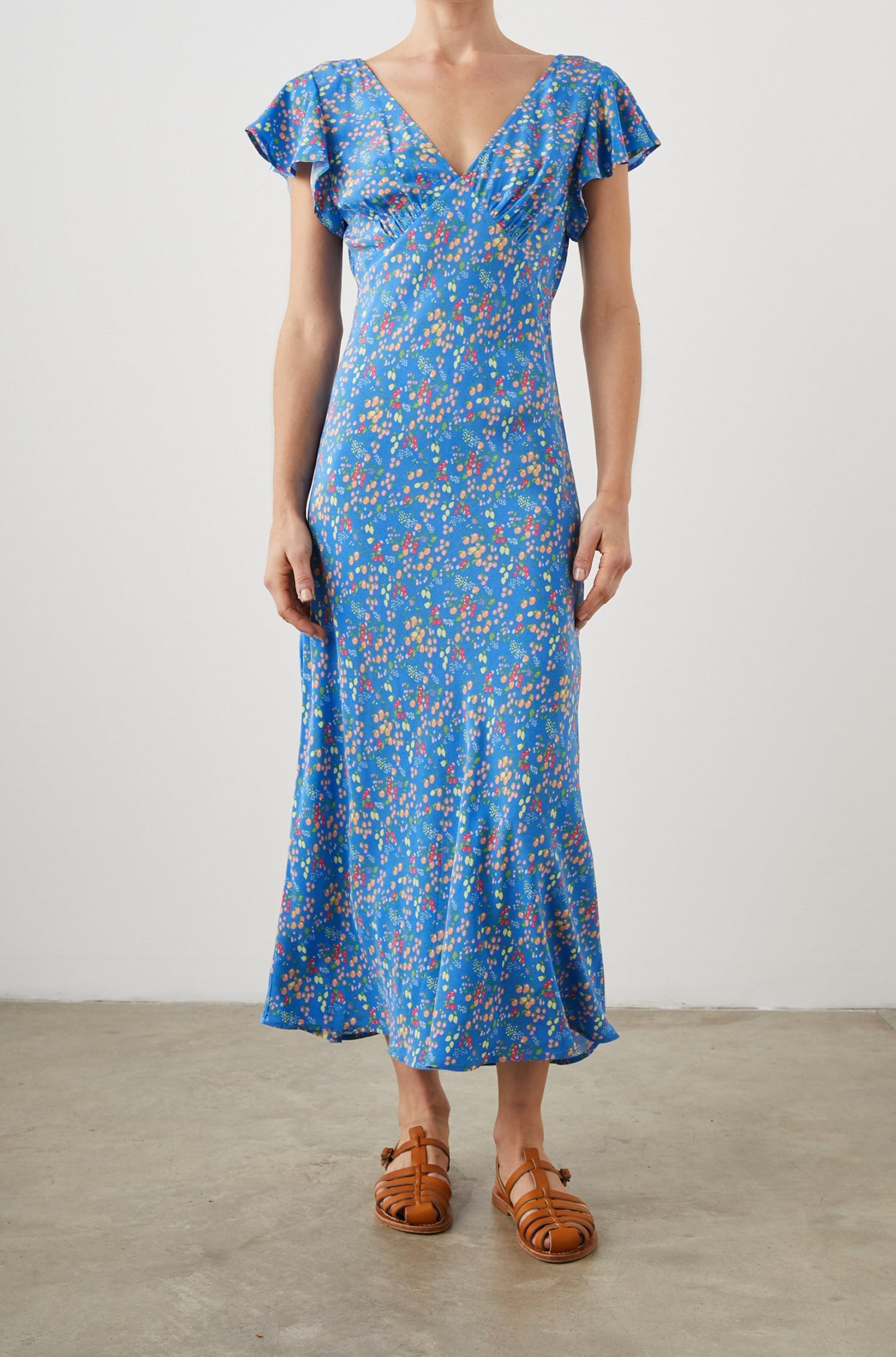 KENZ DRESS BLUE CITRUS GROVE - FRONT FULL BODY