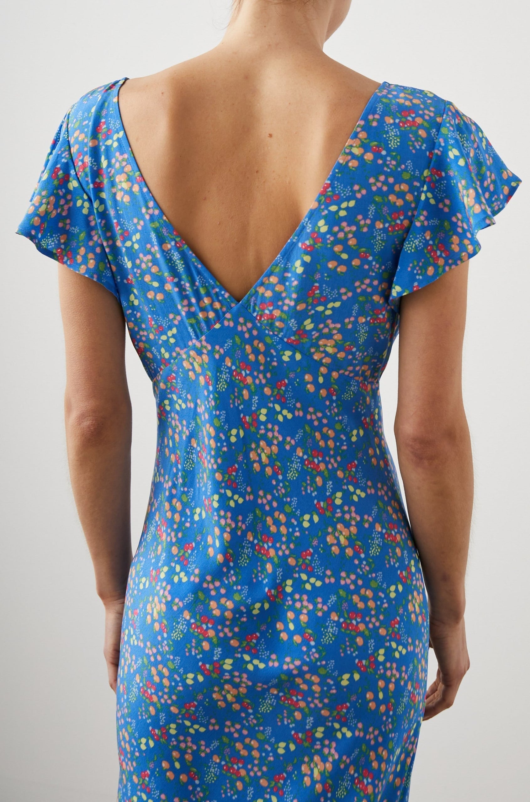 KENZ DRESS BLUE CITRUS GROVE - BACK DETAIL